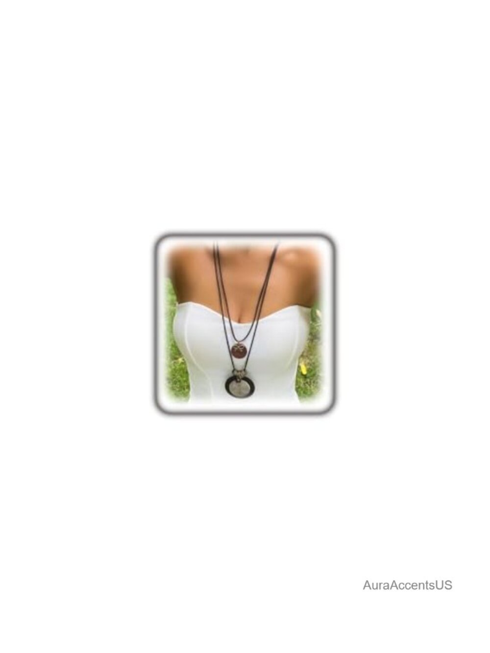 Boho Leather Cord Wooden Disc Pendant Necklace Choker Adjustable Vintage